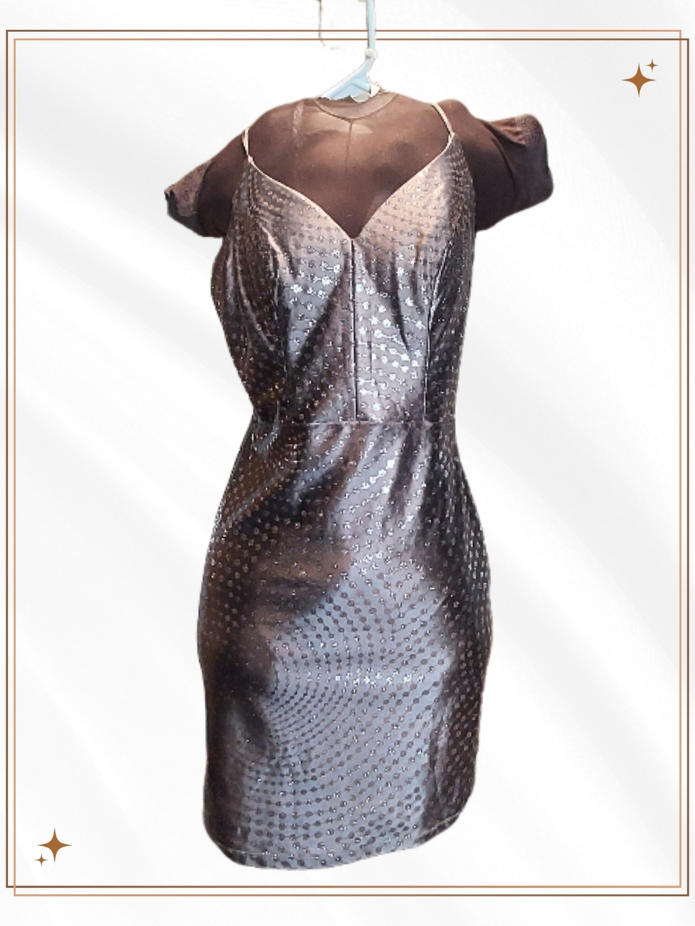 City Vibe Silver Sequin Glitter V-Neck Bodycon Slip Dress Size 3